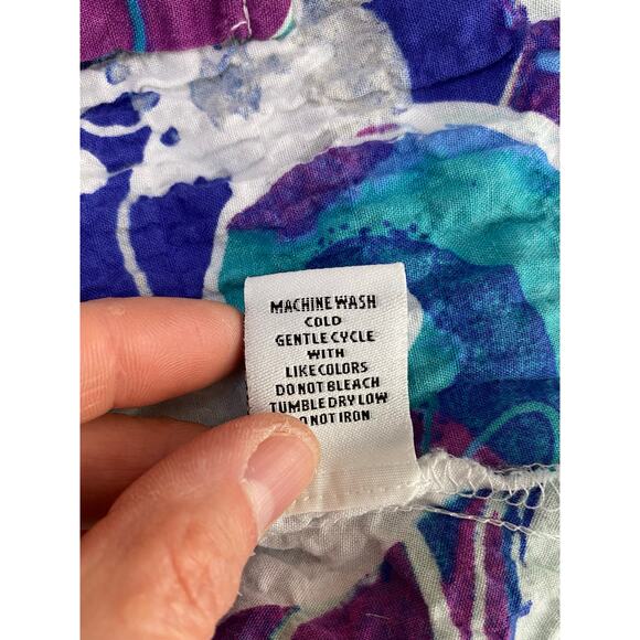 Habitat Women's M White Blue Gauzy Cotton Boho Button Up Shirt - Picture 4 of 7